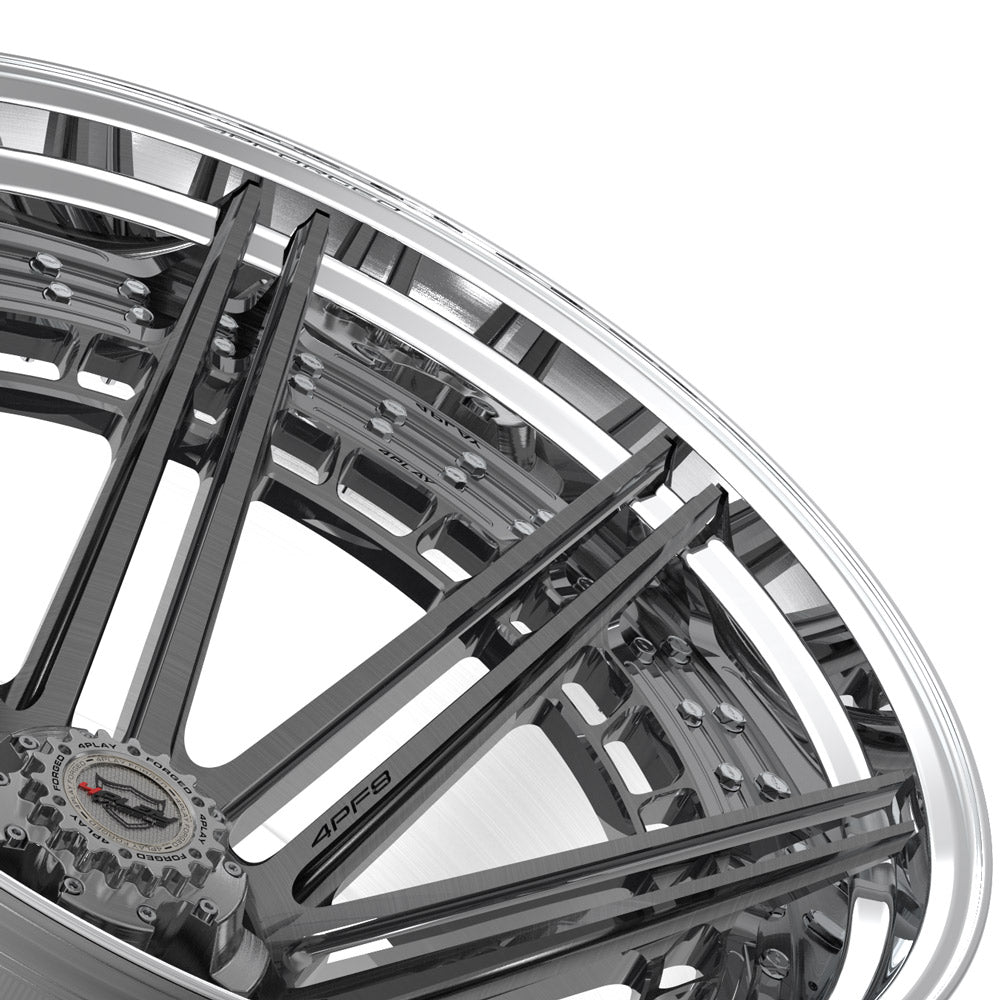 24" 24x14 4PLAY Forged Wheel for Ram-Dodge-Jeep-GM-Ford 4PF8 - Polished Barrel with Tinted Clear Center