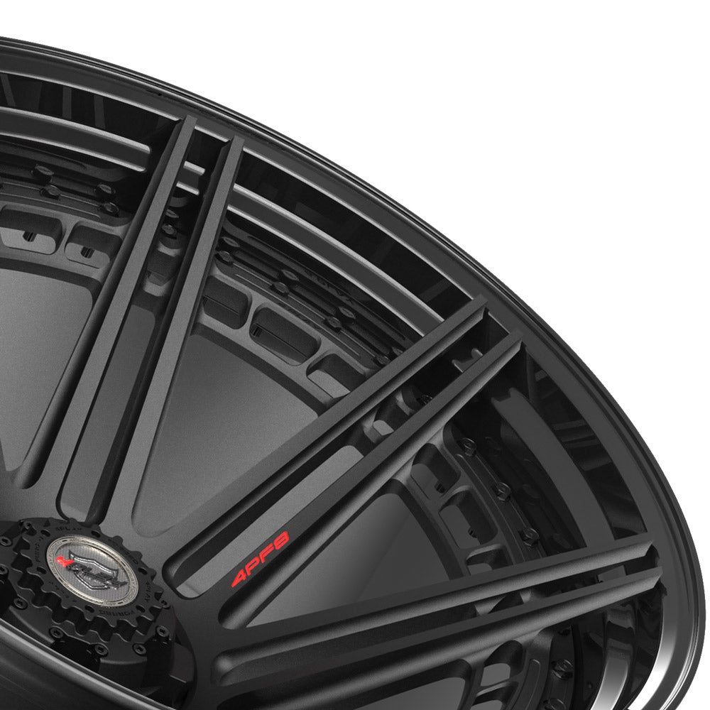 24" 24x14 4PLAY Forged Wheel for GM-Ford-Lincoln-Nissan-Toyota 4PF8 - Gloss Black Barrel with Matte Center