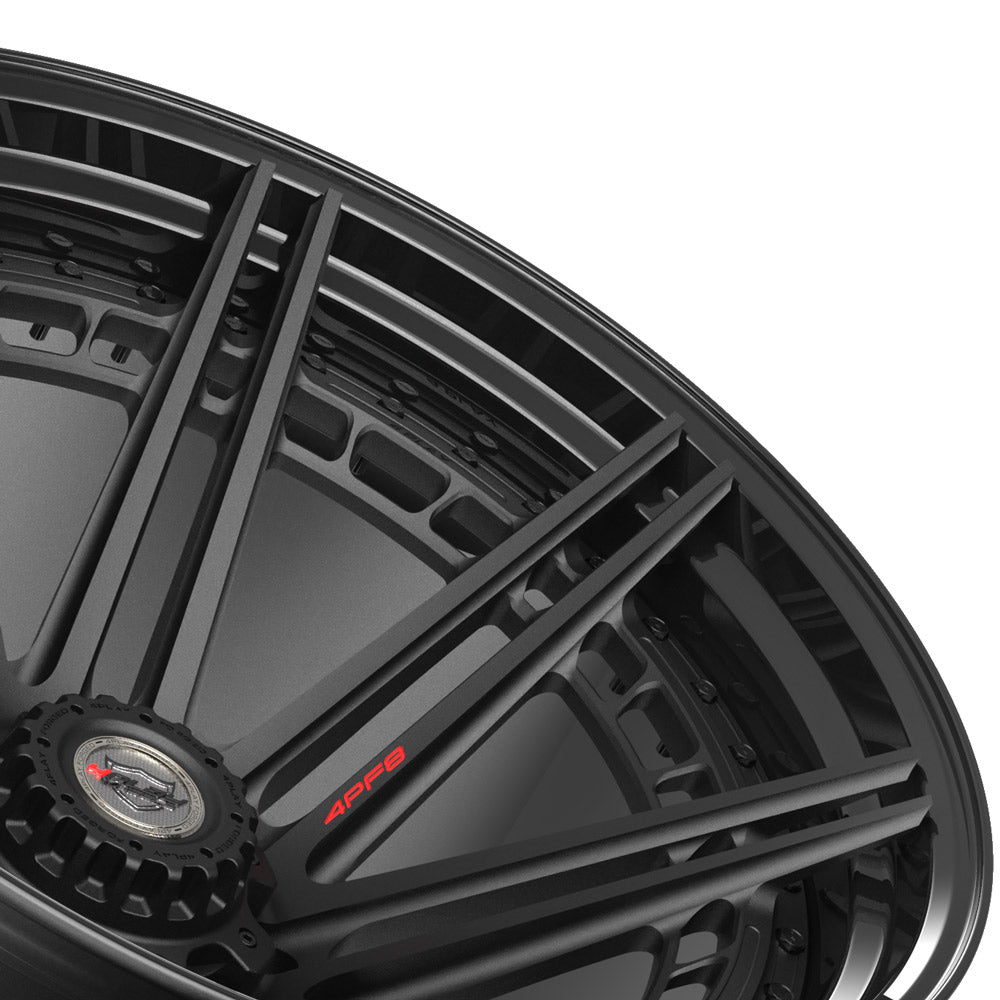 24x14 4PLAY Wheel for GM-Ford-Dodge-Hummer 4PF8 Gloss Black Barrel with Matte Center Rim