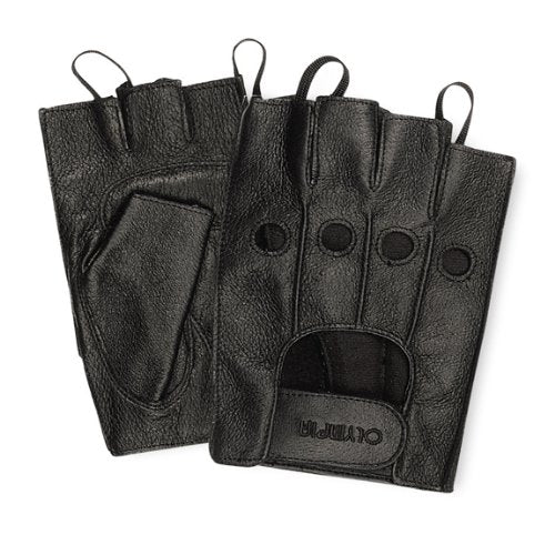 Olympia 407 Fingerless Gel Classic Motorcycle Gloves (Black, Large)