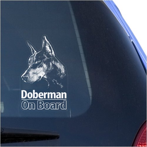 Doberman Clear Vinyl Decal Sticker For Window, Dobermann Pinscher Dog Sign Art Print