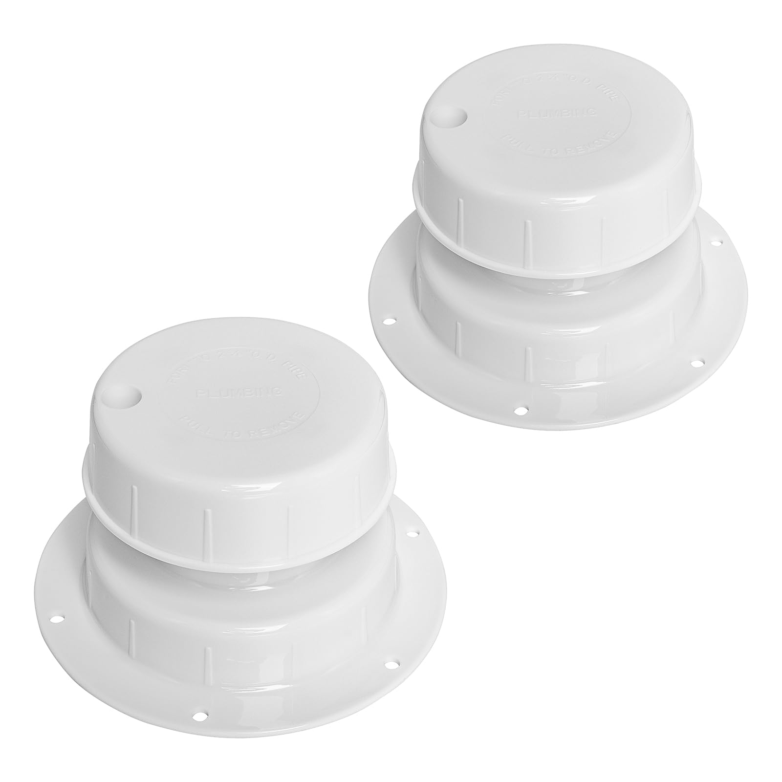 Luxlead Rv Plumbing Vent Caps - Camper Vent Cap Replacement For Rv Trailer Camper Motorhome, Rv Roof Sewer Vent Cover Caps Kit For 1 To 2 3/8 Inch Pipe - White (2 Pack)