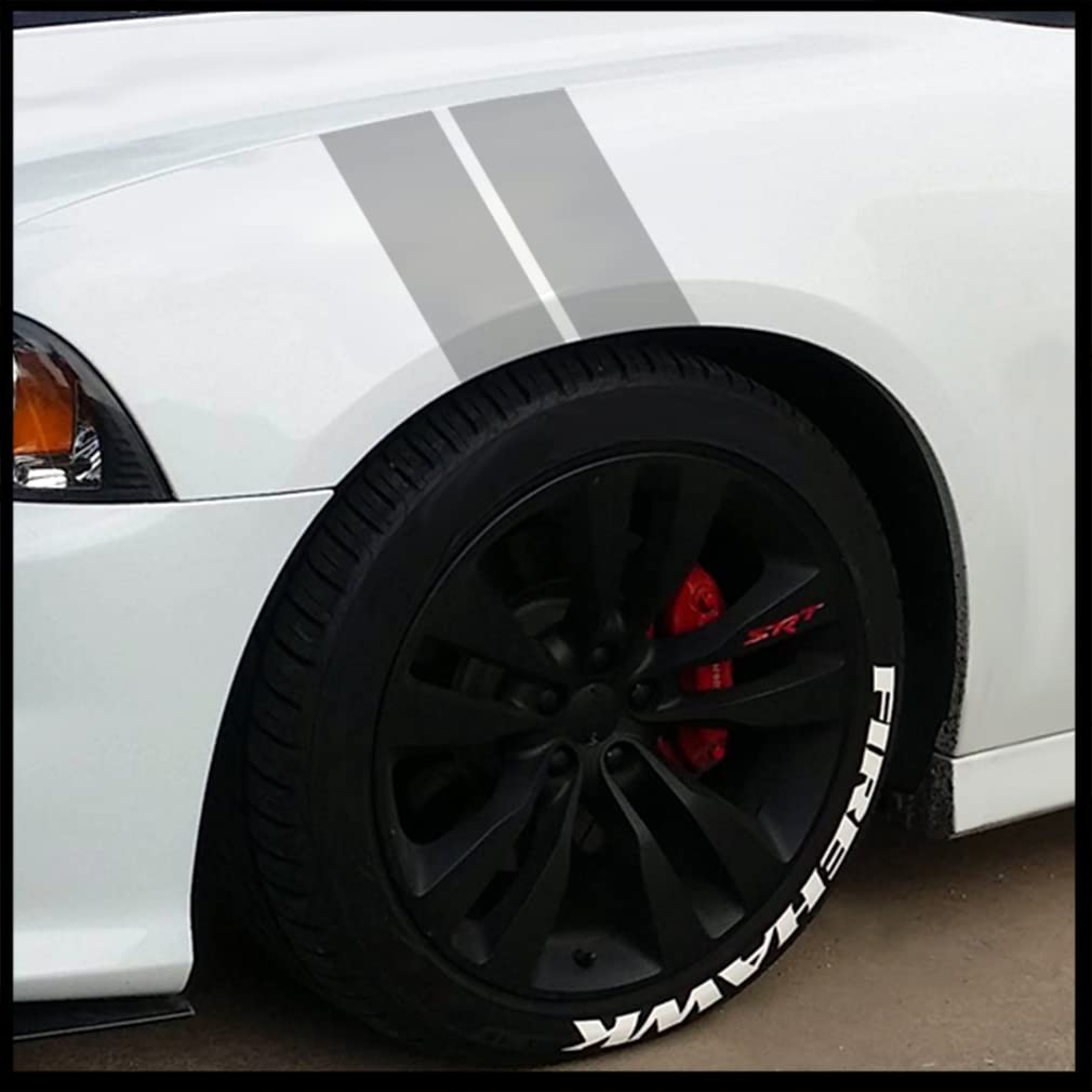 Sticker Connection | Fender Stripes Hash Marks - Vinyl Decal Universal For Car Truck Sticker Racing Stripe (Silver)