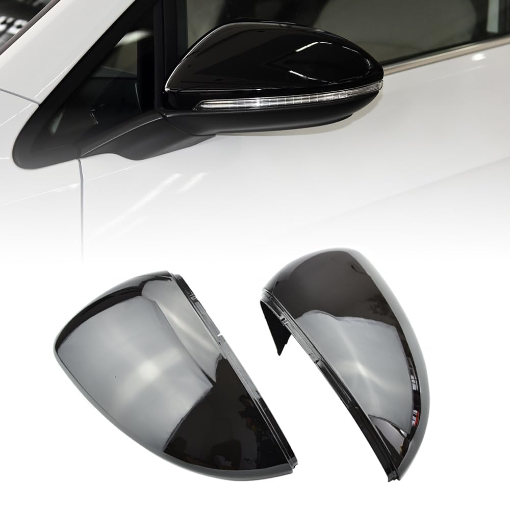 Qklsudua 1 Pair Black Exterior Rearview Mirror Housings Door Mirror Covering Caps Compatible With Vw Mk7 Golf 7 Gti 2014-2019