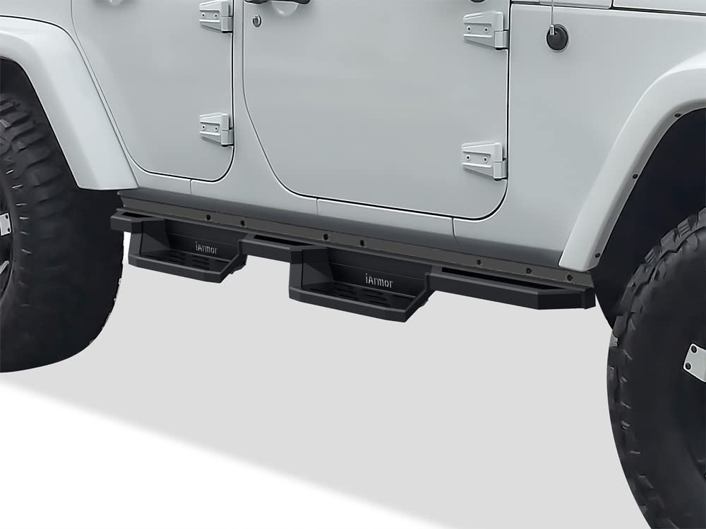 Aps Pocket Steps Running Boards Side Bars Compatible With Jeep Wrangler Jk 2007-2018 4-Door (Factory Sidesteps Or Rock Rails Have To Be Removed)