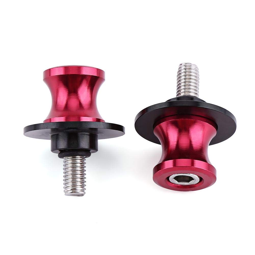Suuonee Swing Arm Spool, 2Pcs 6/8/10Mm Motorcycle Cnc Rear Stand Swing Arm Spool Sliders Stand Swingarm Bobbins(8Mm Red)