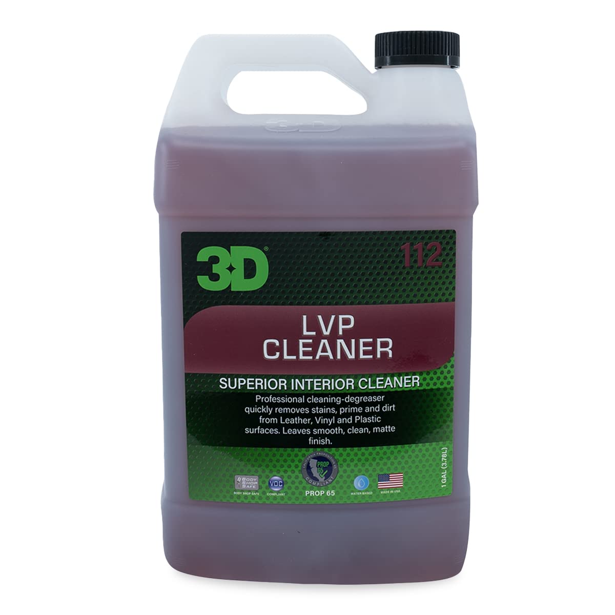 3D Lvp Interior Cleaner - Removes Dirt, Grime, Grease, Oil & Stains From Leather, Vinyl & Plastic - Great For Seats, Steering Wheels, Door Panels, Dashboards - Car, Office, Home Use - 1 Gallon
