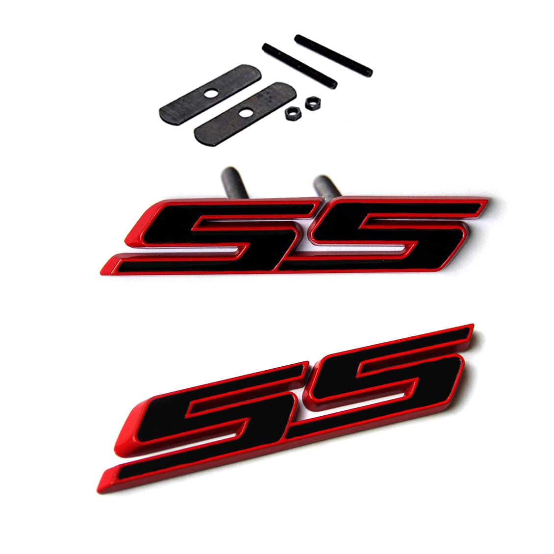 Yoaoo 2Pack Oem Grille Ss Plus Decal Emblem Badge 3D Compatible With Zl1 1Le Series Red Frame Ss Red Line