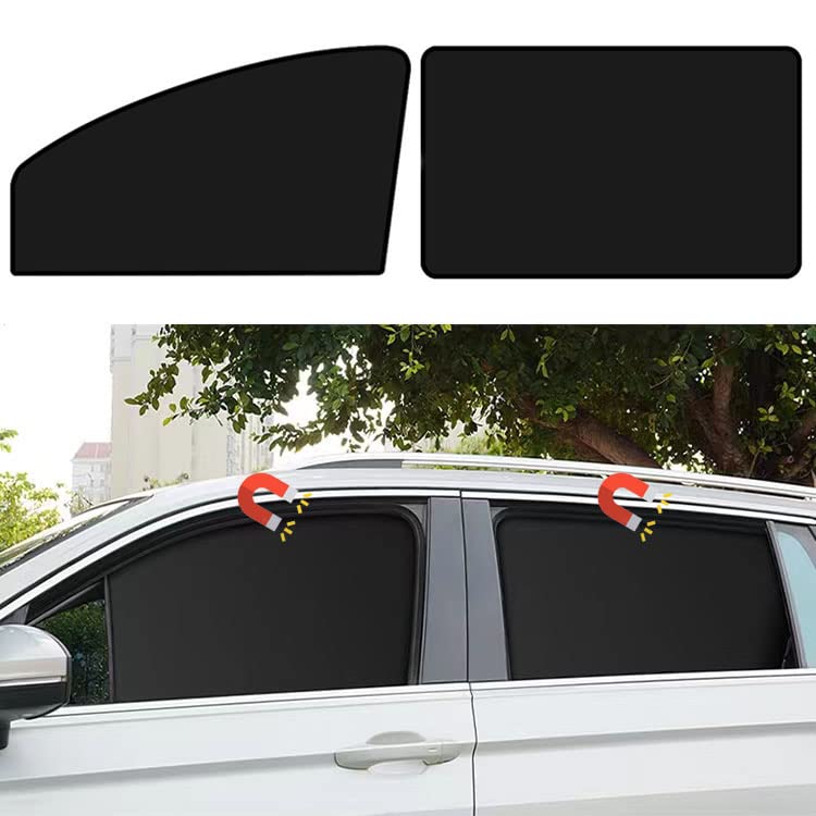 Car Side Window Sun Shades, 4 Pcs Window Sunshades Privacy Curtains, 100% Block Light For Breastfeeding, Taking A Nap, Changing Clothes, Camping (Front&Back 4Pcs)
