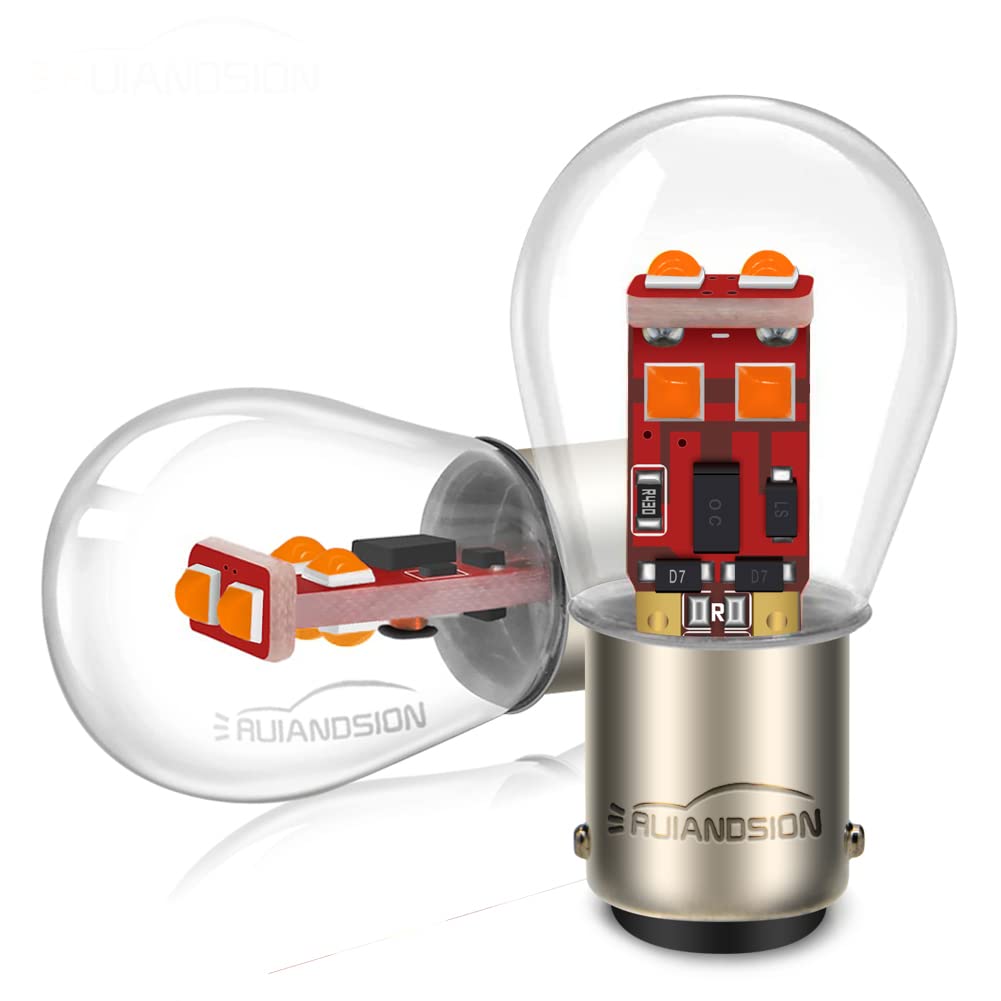 Ruiandsion 2Pcs Ba15D 1130 1142 1176 Led Bulb Red 12V Replacement For Car Trailer Marine Rv Camper Boat Tail Lights,Non-Polarity