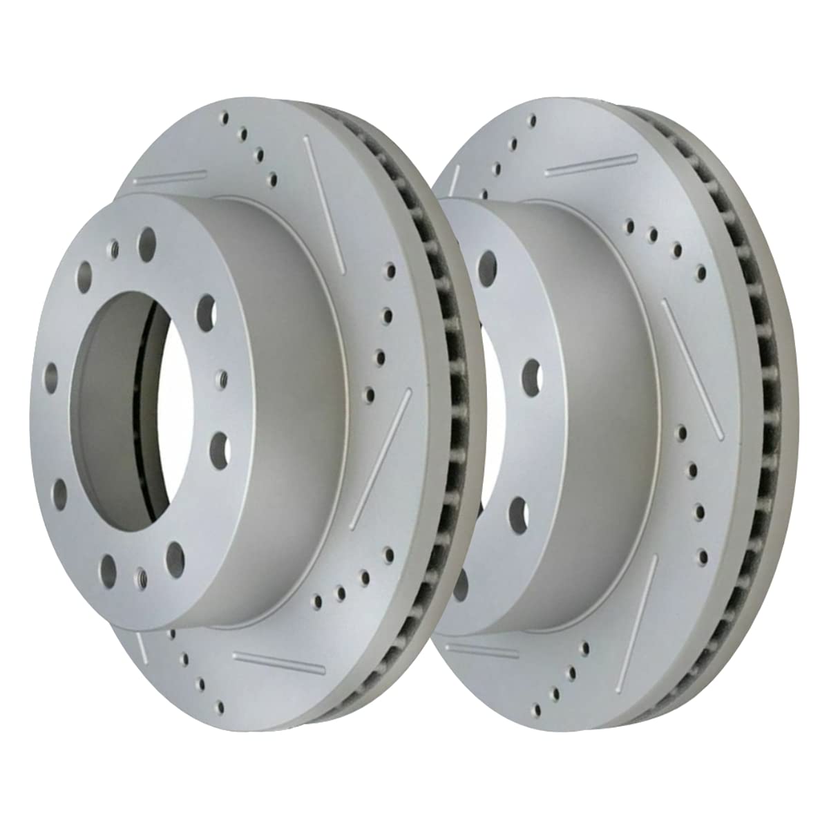 Autoshack Front Drilled Slotted Brake Rotors Silver Pair Of 2 Driver And Passenger Side Replacement For Gmc Sierra 2500 Hd Chevrolet Suburban 2011-2024 Silverado 2500 Hd Silverado 3500 Hd Pr65193Dszpr