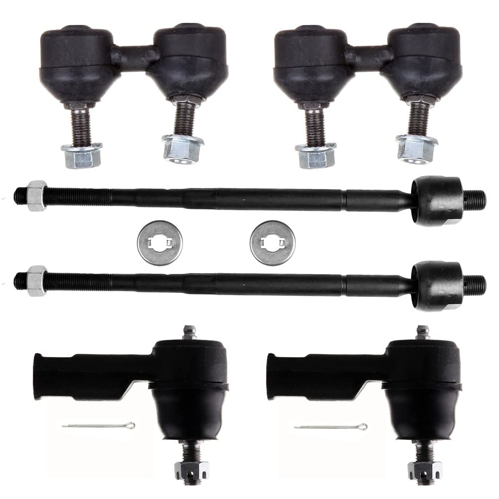 Lsailon 6Pcs Front Inner Outer Tie Rod End Front Sway Bar End Link Fit 2001-2006 For Hyundai Elantra