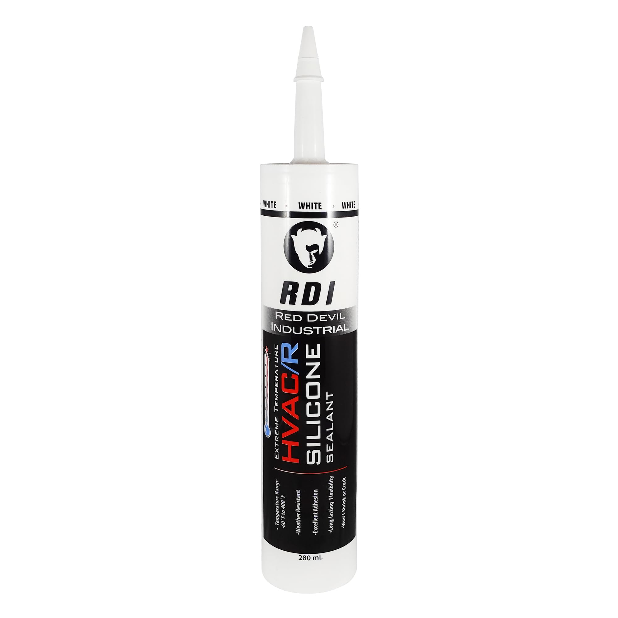 Red Devil 0896 Extreme Temperature Hvac/R Silicone Sealant, Long-Lasting Weather-Resistant Adhesive, 280 Ml, White, 1-Pack
