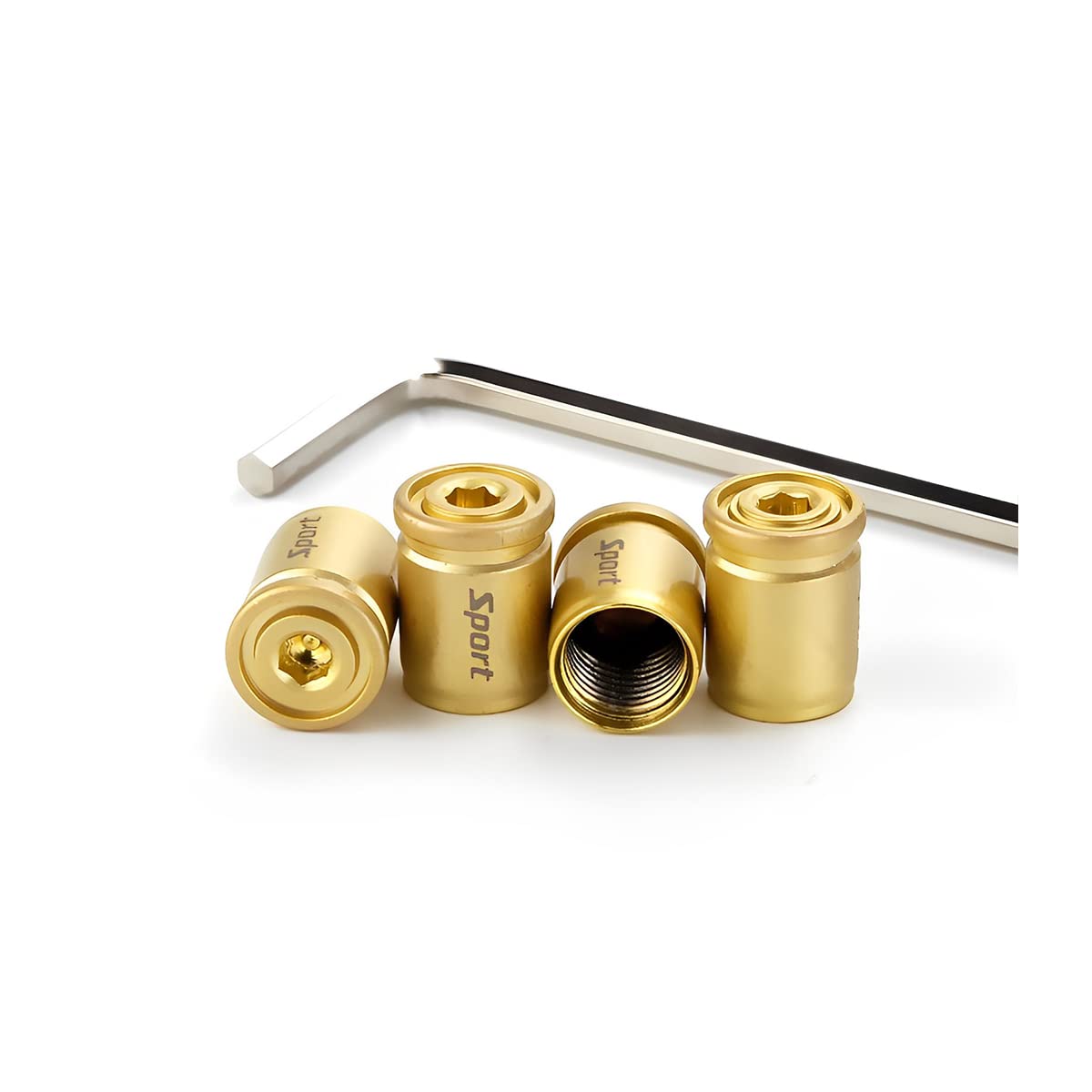 Tire Valve Stem Cap, Anti-Theft Design Zinc Alloy Stem Covers, 4 Pcs Auto Wheel Cap Sets With Rubber Seal, Universal Vehicle Accessories Fit For Cars, Trucks, Motorcycles, Bicycles (Gold)