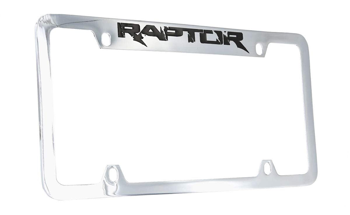 Ford Raptor Wordmark Chrome Plated Metal License Plate Frame Holder