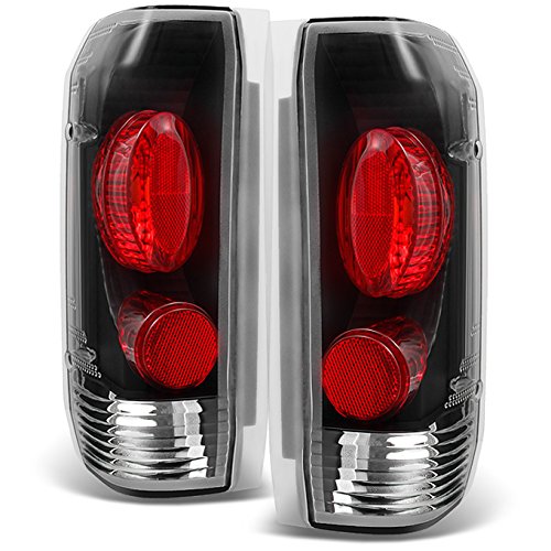 Akkon - Fits 1989-1996 Ford Bronco F-150 F-250 F-350 Black Taillights Tail Lamps Pair Housing