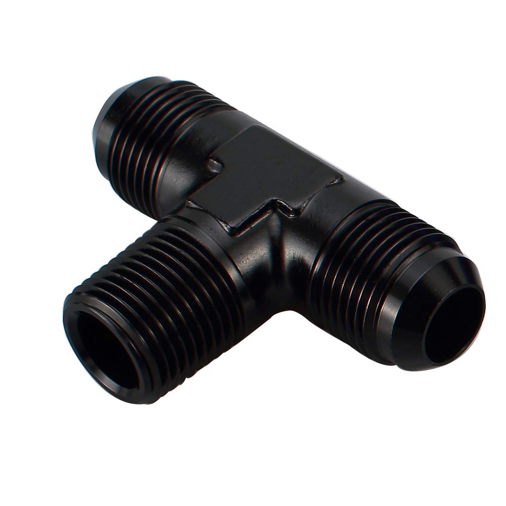 Ac Performance Aluminum -3 An An3 Male Flare To 1/8' Npt On Side Branch Tee, Male Union Hose Tee Adapter Connector Fitting, Black (2 X 3An To 1/8 Npt)