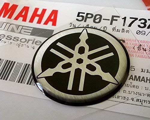 Yamaha 25MM Tuning Fork Decal Sticker - Silver/Black Raised Gel Resin Emblem for Motorcycle, Jet Ski, ATV, Snowmobile