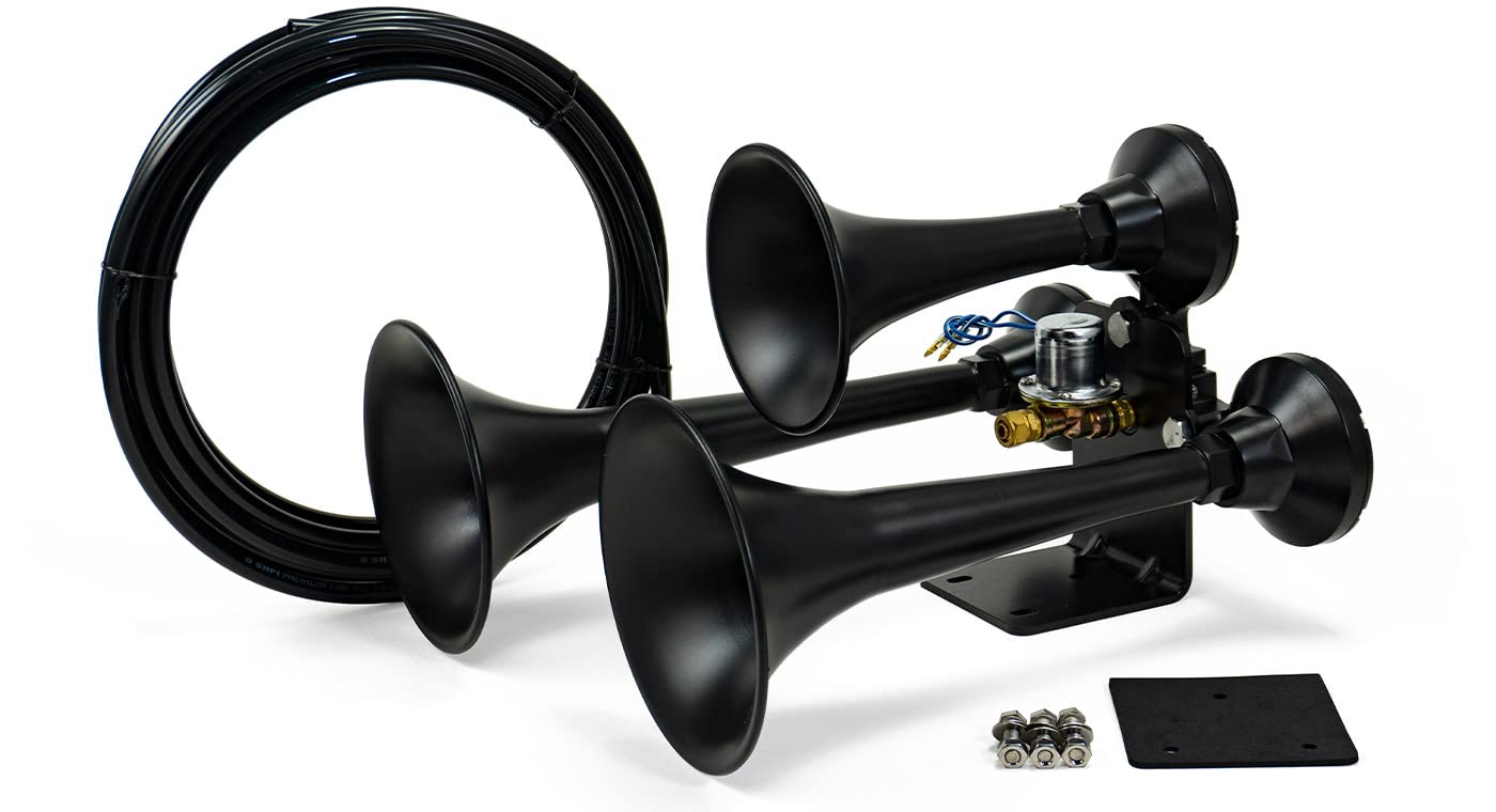 Hornblasters Outlaw Black 12/24 Volt Train Horn Only - 3 Trumpets - Big Sound