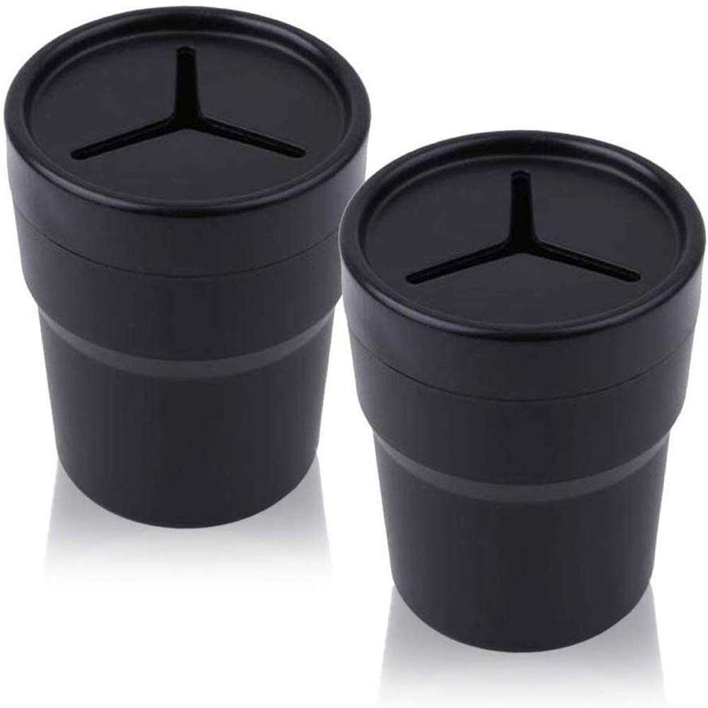 Fiotok Car Trash Can With Lid, Mini Auto Garbage Can Leakproof Vehicle Trash Bin Fits Cup Holder In Console Or Door For Automotive Car, Home, Office, Kitchen, Dinning Room 2 Packs