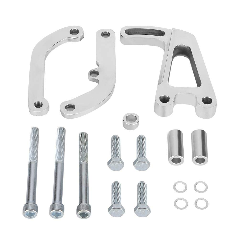 Power Steering Pump Bracket, Polished Aluminum Alloy Power Steering Pump Mounting Bracket Fit For Sbc 262-400