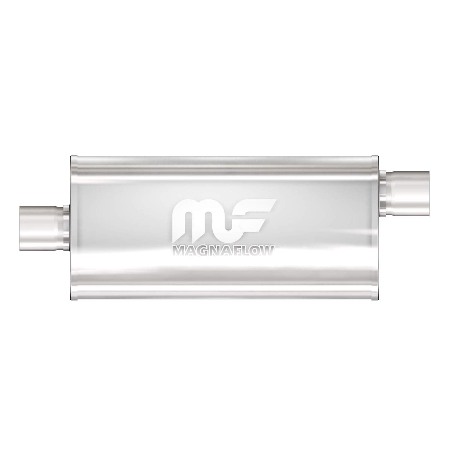 Magnaflow Performance Exhaust Muffler 12256: 2.5'/2.5' Inlet/Outlet, 5X8X18' Oval, Stainless Steel, Satin Finish