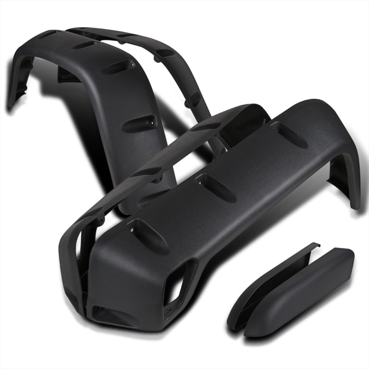 Spec-D Tuning 6Pc Front + Rear Black 7' Wide Wheel Extended Fender Flares Kit Compatible With 1997-2006 Jeep Wranger Tj