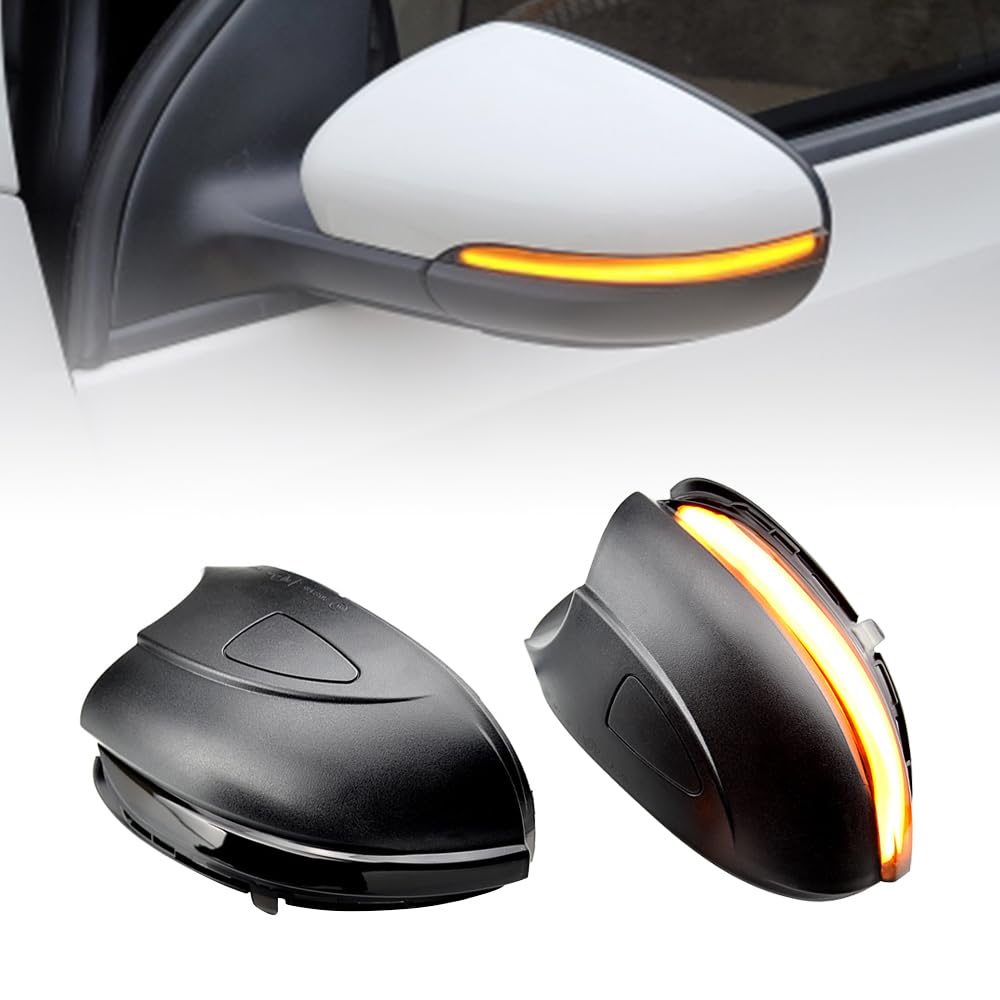 Qklsudua 2Pcs Dynamic Sequential Blink Compatible With Vw Golf 6 Vi Mk6 Gti R Line R20 Touran Variant Eos Sharan Led Side Mirror Turn Signal Light Assembly-Without Hole
