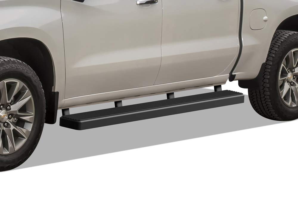 Aps Running Boards Side Steps Compatible With Chevy Silverado Gmc Sierra 1500 2019-2025 Crew Cab & 2500 Hd 3500 Hd 2020-2025 (Silverado 1500 Ltd Sierra 1500 Ld 2022) (Stainless Steel Black 5In)