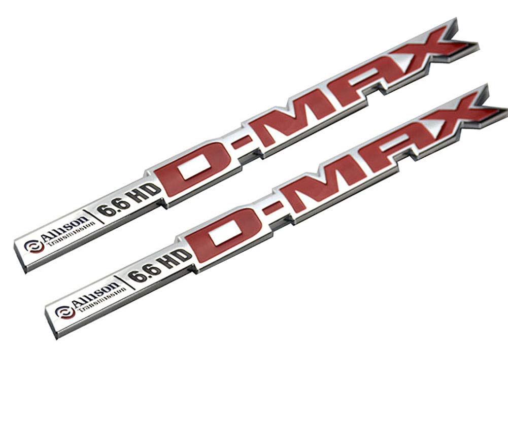 Pair Set Duramax Dmax Allison 6.6Hd Emblems 3D Badge Sticker Replacement For Silverado 2500Hd 3500Hd (Chrome Red)