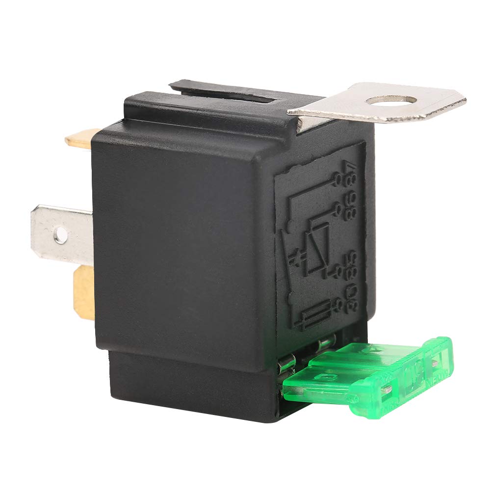Dc 12V 30A Fused Relay,Black 4-Pin Relay Box, Car Relay, Normally Open Contacts Fused Relay, With Bracket,For Automotive And Lamp Accessory Applications