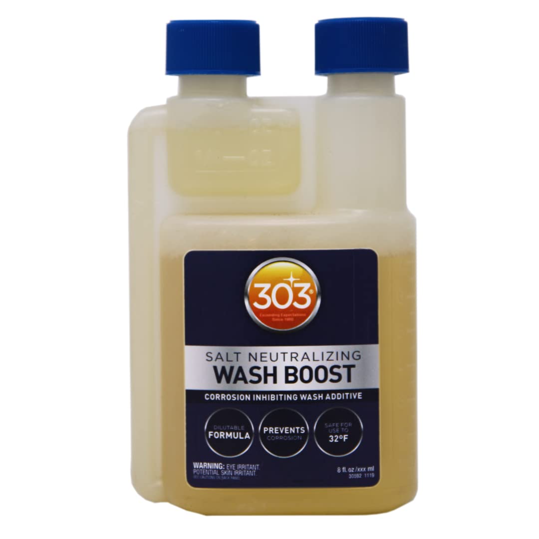 303 Products Salt Neutralizing Wash Boost – Add To Wash Mix For Salt Removal, Protects Against Rust And Corrosion, Breaks Down Salt, Safe For Use On Vehicles And Boats, 8Oz (30592)