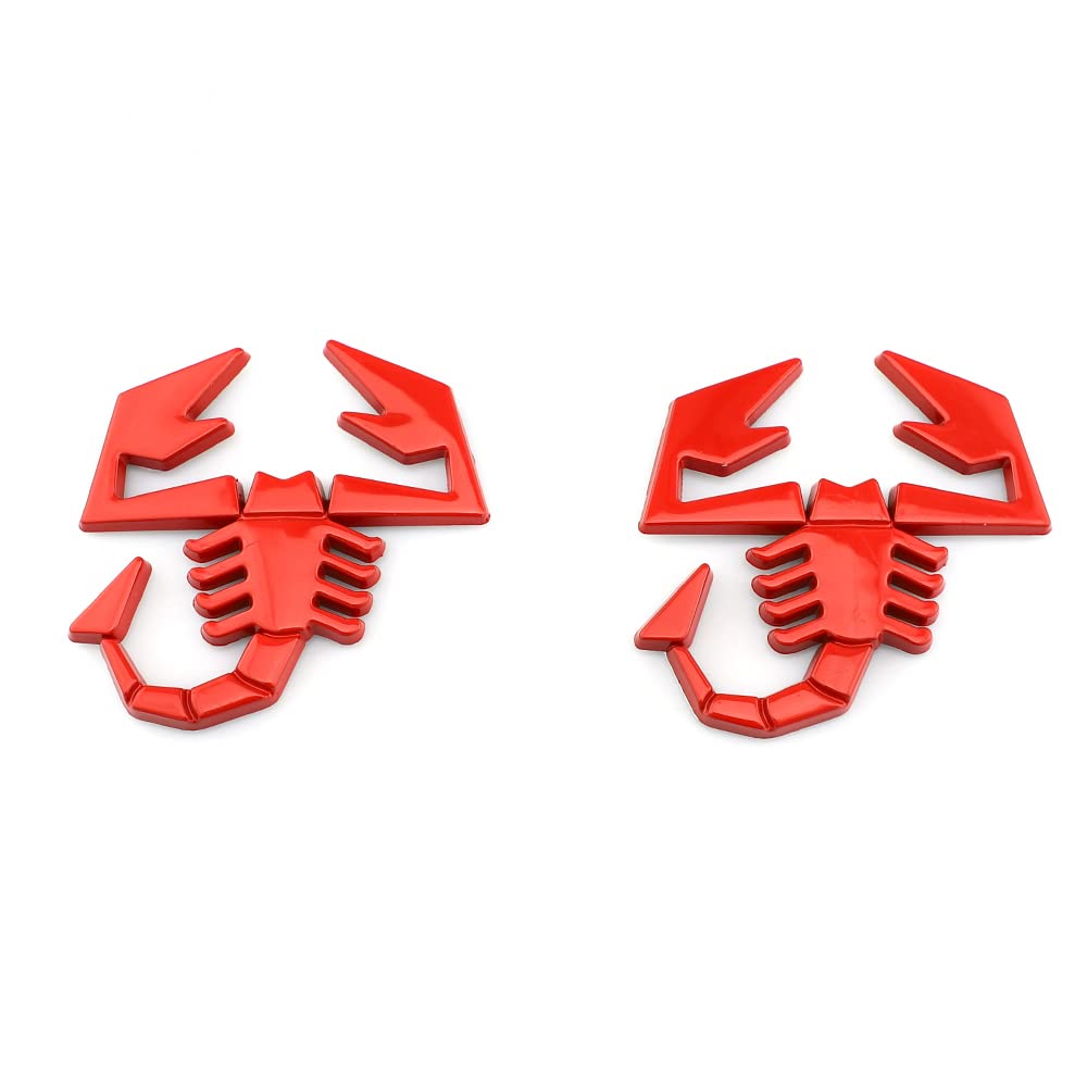 2 Pcs 3D Scorpion Emblem Badge Car Side/Rear/Front Decorations Metal Sticker Decals Logo (Red)