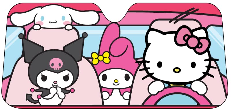 Hello Kitty Car Shade | Hello Kitty Sunshade Car | Auto Front Windshield Hello Kitty Car Shade Sunshade | Multicolor | Officially Licensed