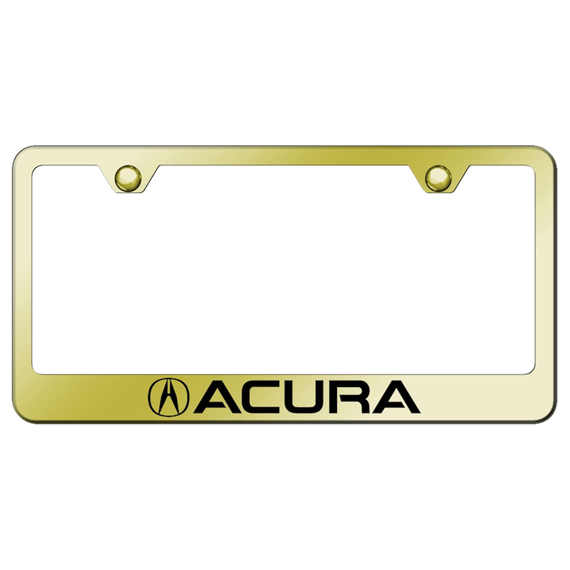 Au-Tomotive Gold Laser Etched Logo Stainless Steel License Plate Frame For Acura (Black On Gold)