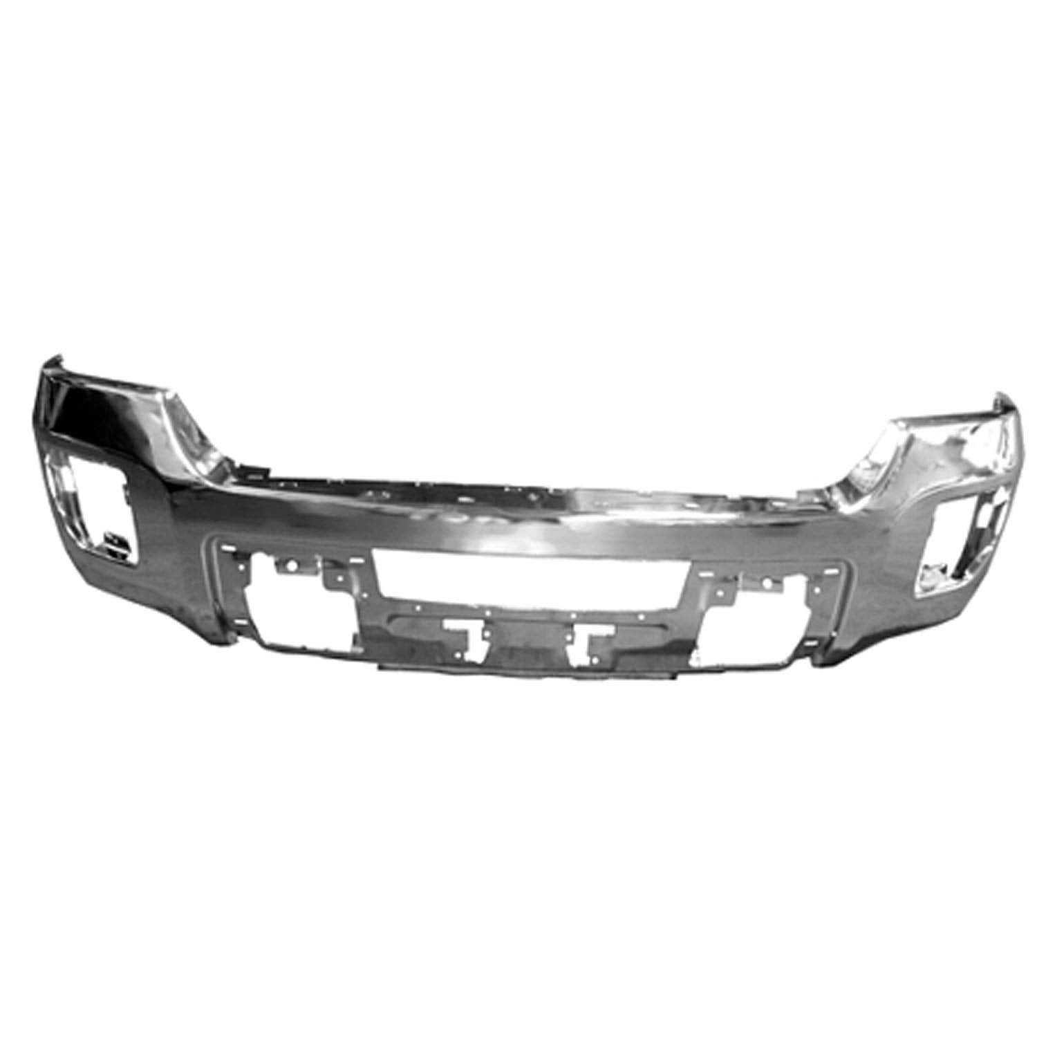 2015-2019 Gmc Sierra Front Bumper Face Bar; Chrome; Without Park Assist Sensor Holes; Made Of Steel Partslink Gm1002855