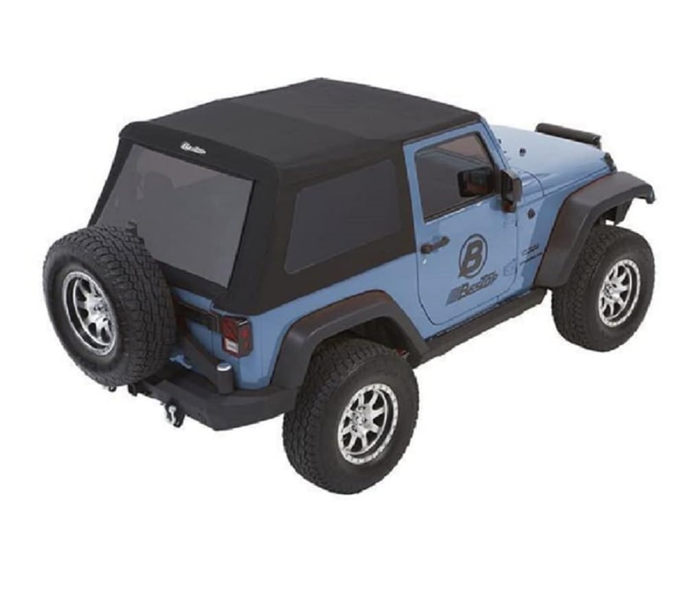 Bestop 5492217 Black Twill Trektop Nx Glide Convertible Soft Top For 2007-2018 Wrangler Jk 2-Door
