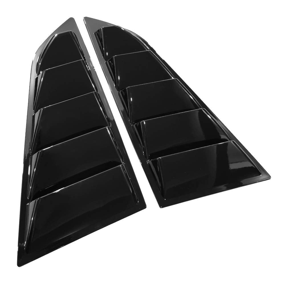 Ikon Motorsports, Window Louvers Compatible With 2014-2019 Chevy Corvette C7, Classic Style Gloss Black Left Right Sides Window Vents Sun Shade Guards, 2015 2016 2017 2018