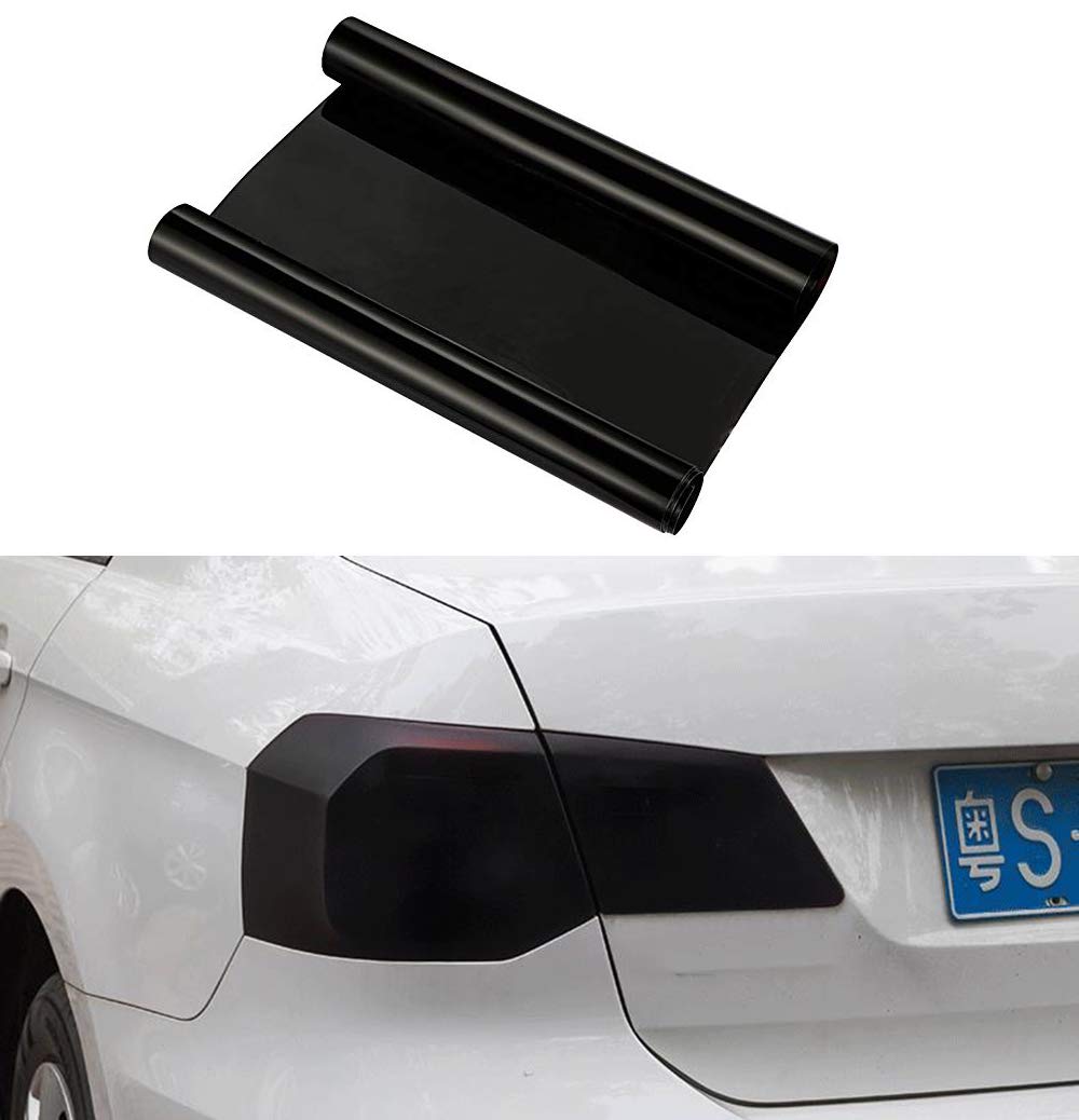 12 By 48 Inches Self Adhesive Auto Car Tint Headlight Taillight Fog Light Vinyl Smoke Film Sheet Sticker Cover (Black)