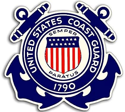 X-Large Vintage Us Coast Guard 1790 Crossed Anchors Shaped Sticker (Uscg Logo Vinyl Decal Semper Paratus Made In The Usa (11 Inch)