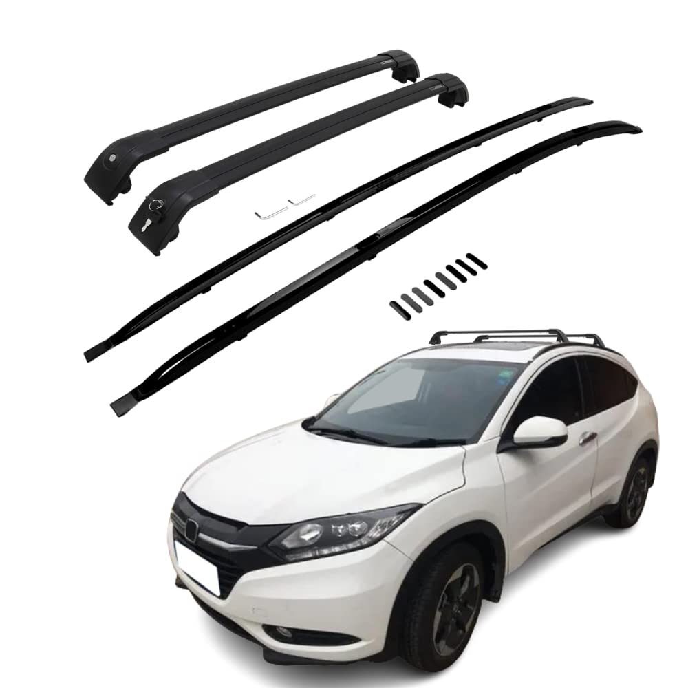 Roof Rack Cross Bars Fit For 2015-2022 Honda Vezel Hrv Hr-V Side Rails Aluminum Cross Bar Replacement For Rooftop Cargo Carrier Bag Luggage Kayak Canoe Bike Snowboard Skiboard(4Pcs)