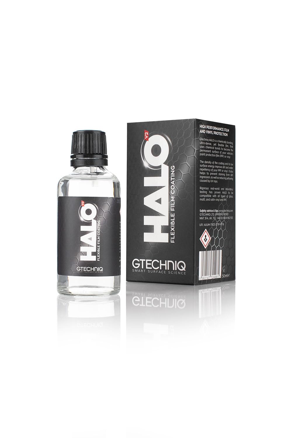 Gtechniq - Halo V2 - Flexible Paint, Ppf, And Vinyl Protection; Safe For All Types Of Wraps/Ppf: Gloss, Satin, And Matte Finishes, Plus Self-Healing - 50Ml