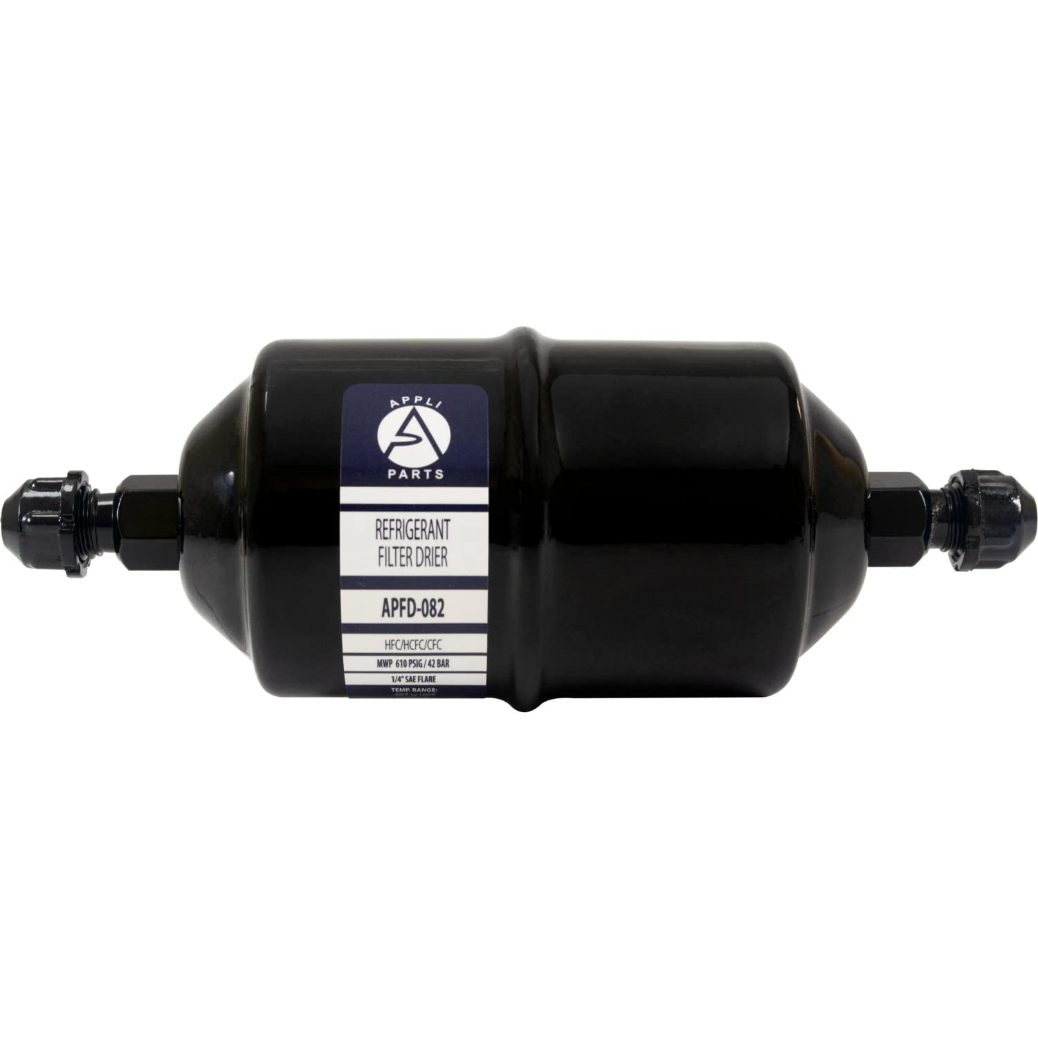 Appli Parts Apfd-082 1/4 In Liquid Line Refrigerant Ac Filter Drier Hvac Refrigeration 082 Sae Flare Connection Universal Unidirectional 6In Long 2-1/4 In Wide