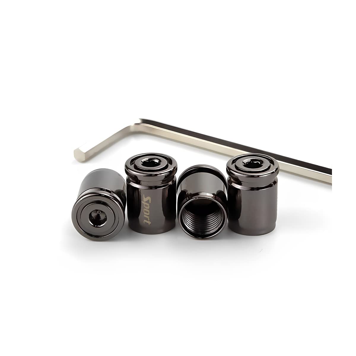 Tire Valve Stem Cap, Anti-Theft Design Zinc Alloy Stem Covers, 4 Pcs Auto Wheel Cap Sets With Rubber Seal, Universal Vehicle Accessories Fit For Cars, Trucks, Motorcycles, Bicycles (Black)