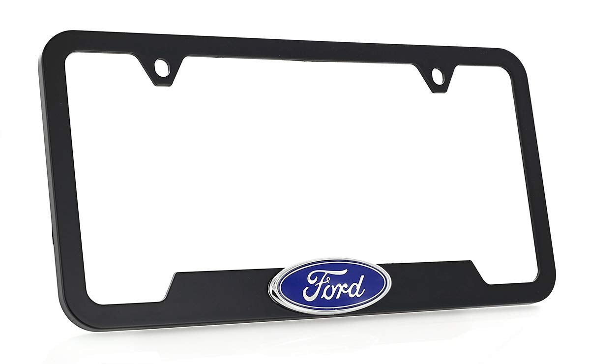 Ford 3D Badge Logo Black Abs Plastic License Plate Frame Holder 2 Hole