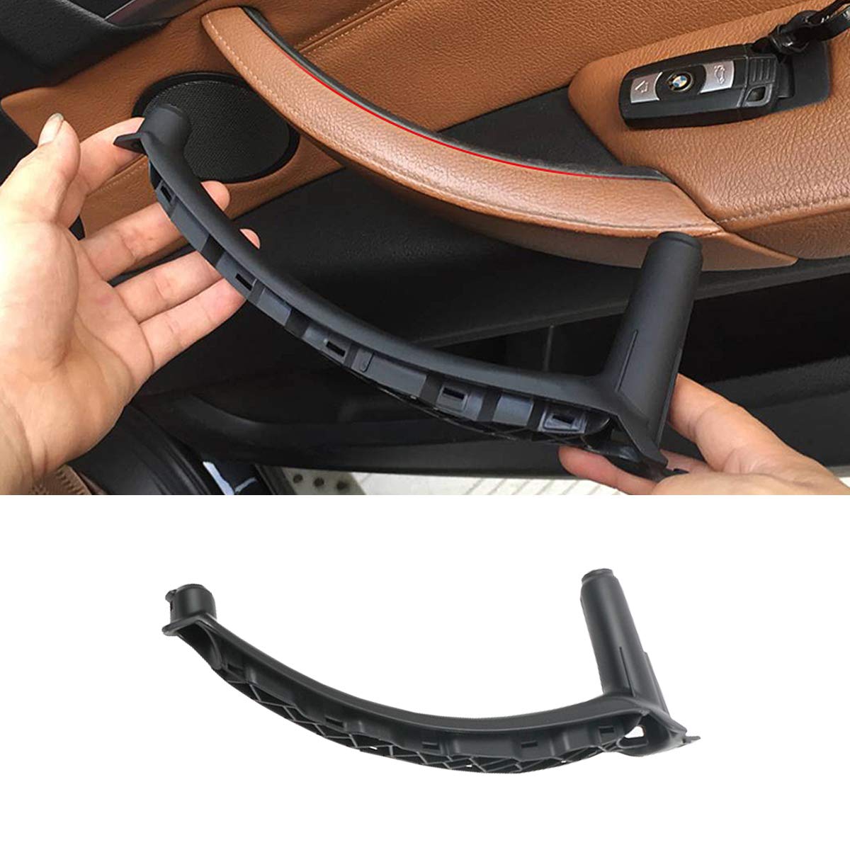 Ttcr-Ii For Bmw X5 X6 Door Handle Support Pull Strap, Interior Door Handle Inner Bracket Right Front/Right Rear Passenger Side Door Armrest Trim (Fits: Bmw X5 2007-2013 And X6 2008-2014(Black, Right)