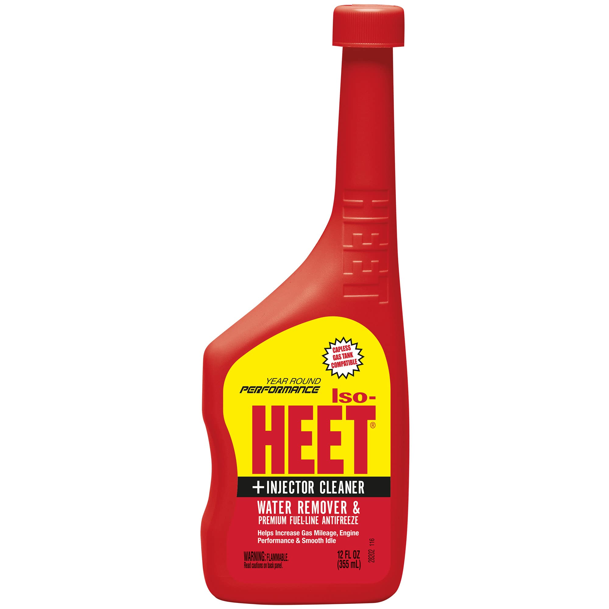 Heet Iso-Heet Water Remover And Premium Fuel Line Antifreeze + Injector Cleaner Helps Increase Gas Mileage Improves Engine Performance Year Round Performance, 12 Fl. Oz. (28202) , Red