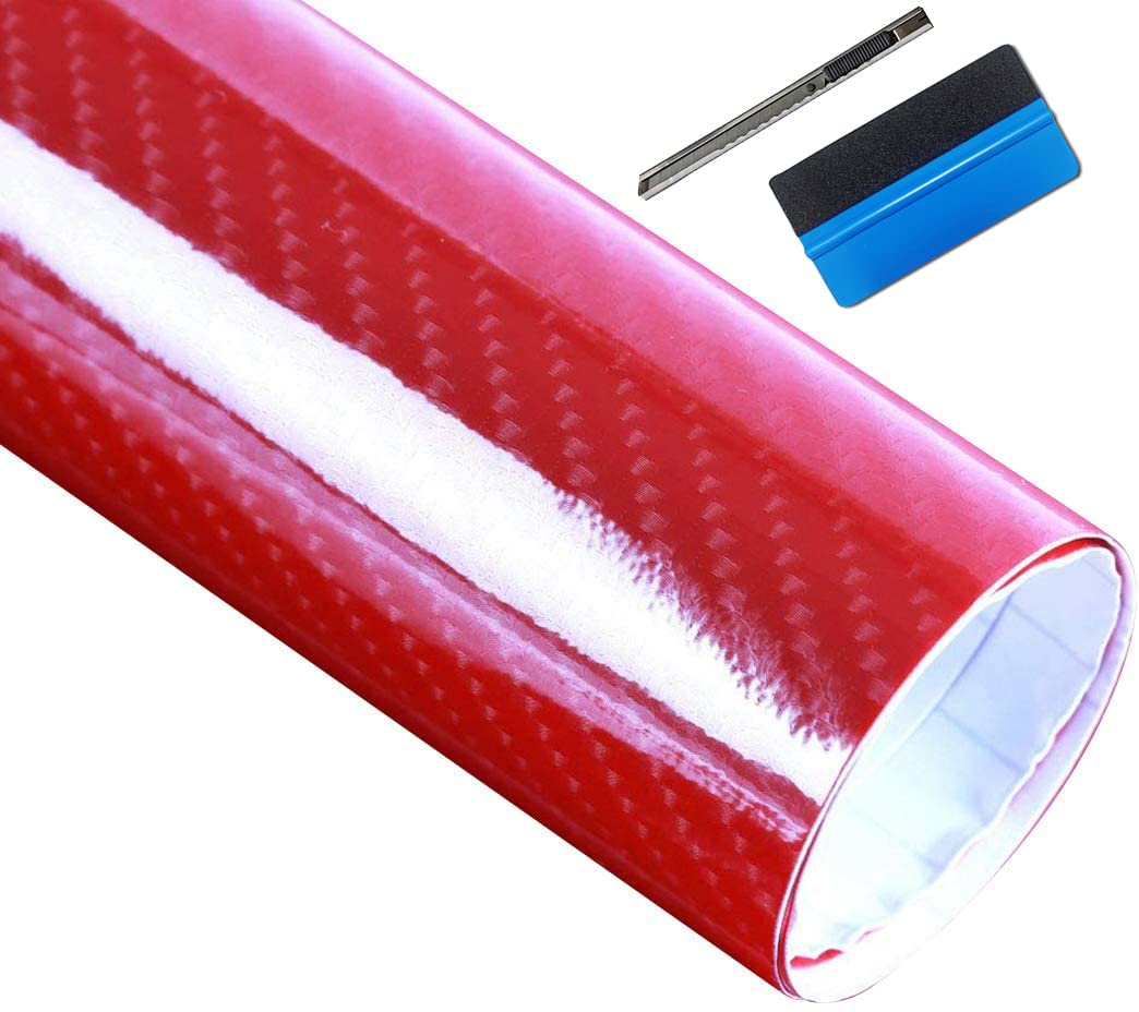 Lzlrun Red 6D Carbon Fiber Stickers High Gloss Carbon Fiber Vinyl Film Car Interior Waterproof And Anti-Scratch Sticker (1Ft X 5Ft)