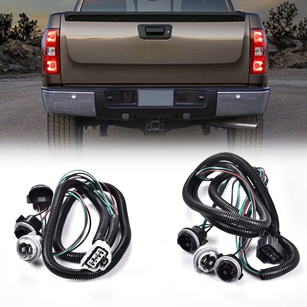 Pit66 Left & Right Tail Light Lamp Wiring Harness, Compatible With 07-14 Chevy Silverado/08-14 Gmc Sierra Lh Rh Side