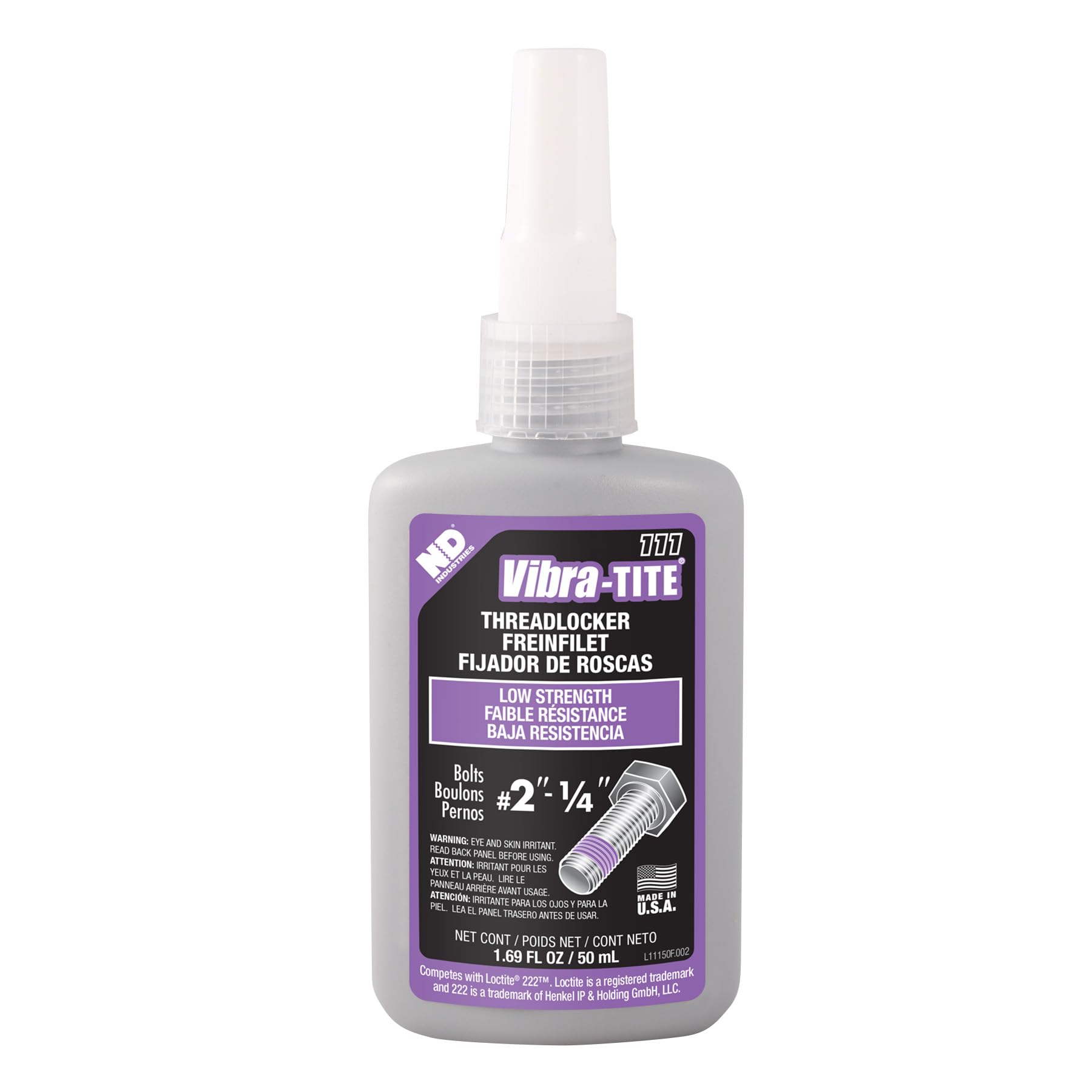 Vibra-Tite - 11150 111 Low Strength Removable Anaerobic Threadlocker, 50 Ml Bottle, Purple